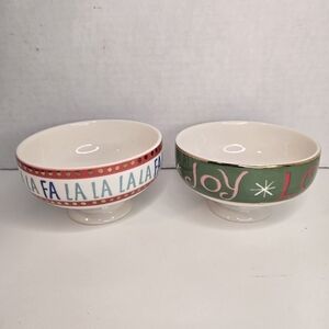 Anthropologie Danielle Kroll Treat Bowls Making Spirits Bright Fa La La Joy/Love